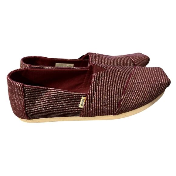 NEW TOMS Women's Alpargata Cabernet Glitter Rib Knit Shoe Size 5.5 - Picture 4 of 7